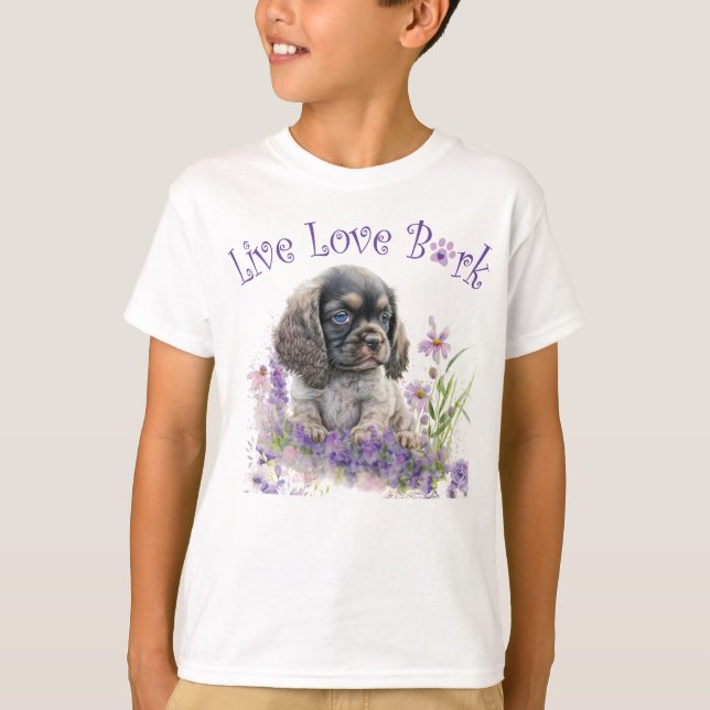 Camiseta Cachorro Cocker Spaniel Floral Fofo (Frente)