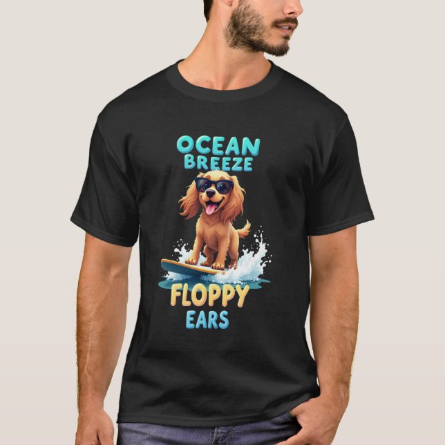 Camiseta Cachorro Cocker Spaniel Legal Surfando (Frente)