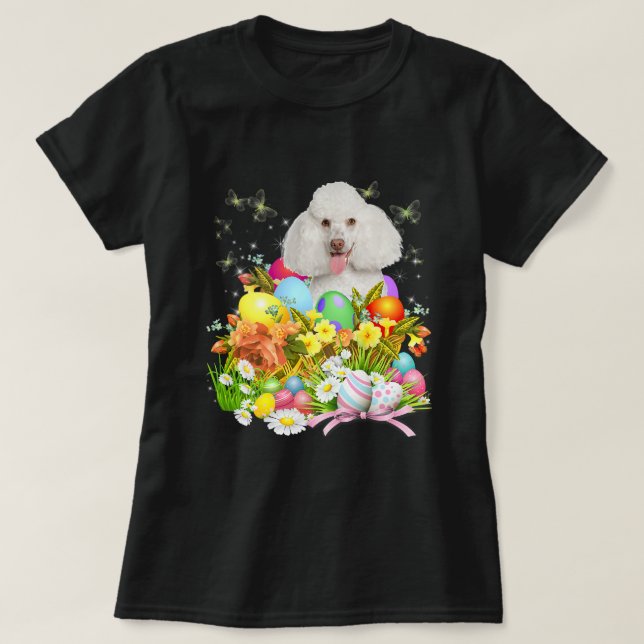 Camiseta Cachorro Coelho Branco Com Cachorro De Ovos De Pás (Frente do Design)