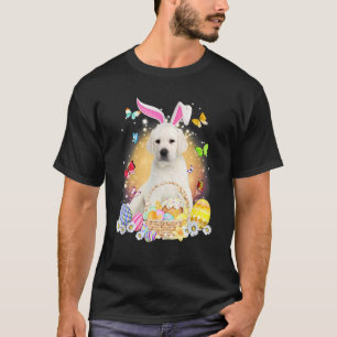 Camiseta Cachorro Coelho Branco Labrador Com Cesta De Ovos