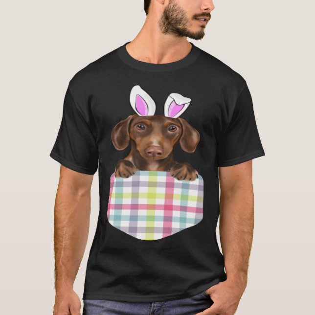 Camiseta Cachorro Coelho Castanho De Xadrez Castanho De pás (Frente)