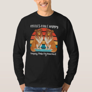 Camiseta Cachorro Collie Bonito Me Faz Feliz Vintage Retro