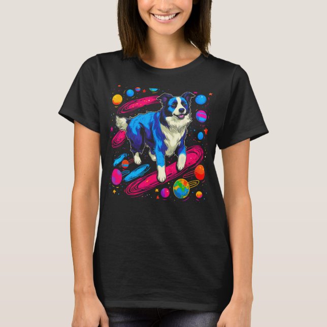 Camiseta Cachorro Collie de Borda Espacial (Frente)