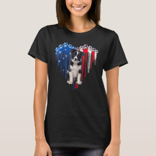 Camiseta Cachorro Collie Fronteira Cachorro Eua Coração Amé