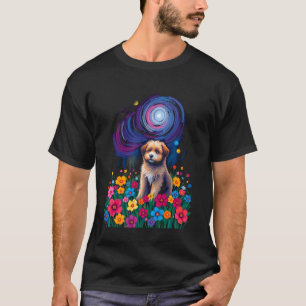 Camiseta Cachorro Colorido Flores Cósmicas