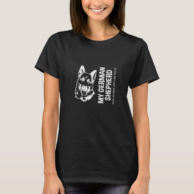 Camiseta Cachorro com Cabeça Inclinada Mãe Pastor Alemão (Frente)