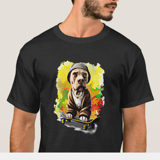 Camiseta Cachorro com capacete em skate
