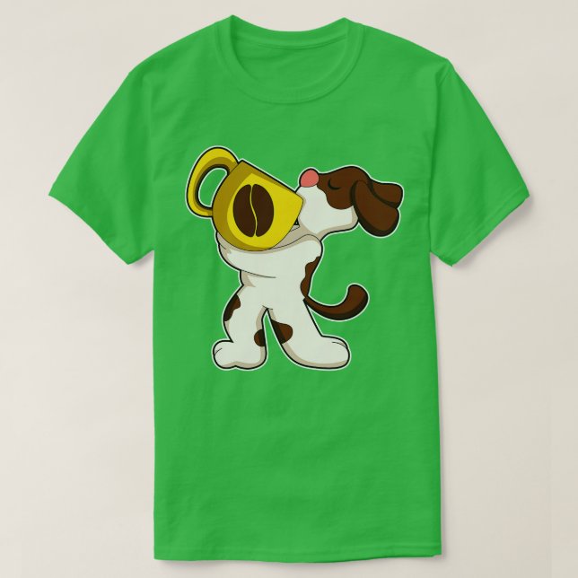 Camiseta Cachorro com copo de café 2 (Frente do Design)