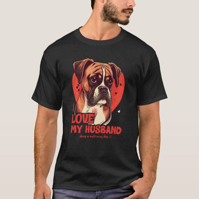 Camiseta Cachorro Com Corações Eu Amo Meu Marido (Frente)