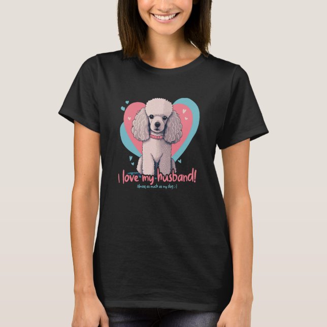 Camiseta Cachorro Com Corações Eu Amo Meu Marido (Frente)