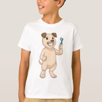 Cachorro com escova de dentes