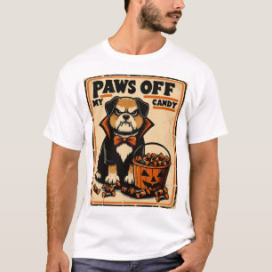 Camiseta Cachorro com Fantasia de Vampiro Guardando Doces d
