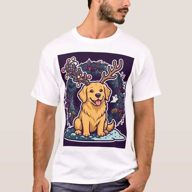 Camiseta Cachorro com Galhadas de Rena (Frente)