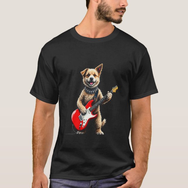 Camiseta Cachorro com Guitarra (Frente)