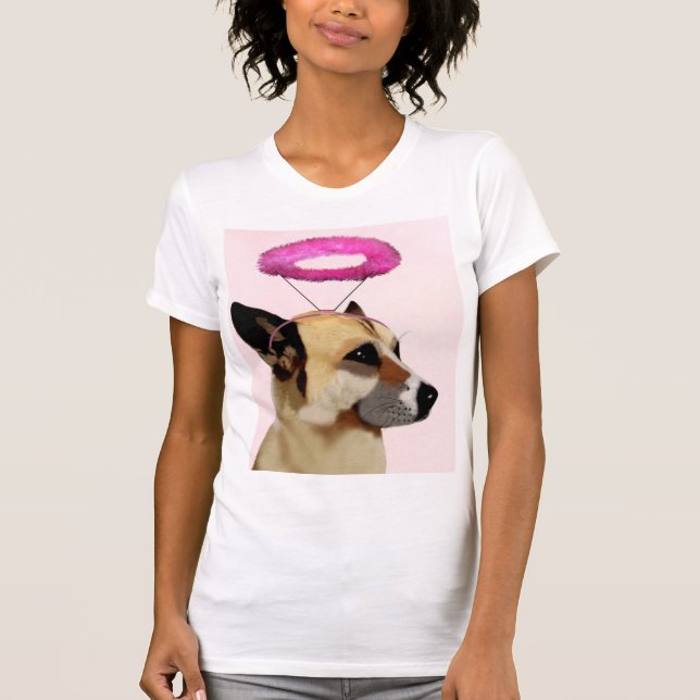 Camiseta Cachorro com Halo Rosa (Frente)