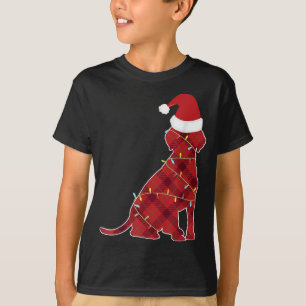 Camiseta Cachorro com Luzes De Natal Para Homens Xadrez De