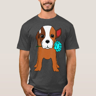 Camiseta Cachorro com Orelha e Rosa azul