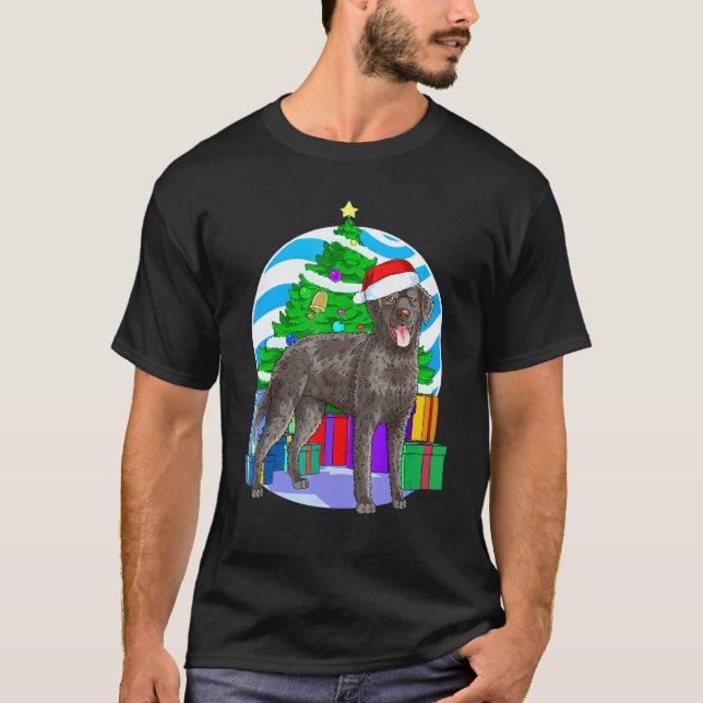 Camiseta Cachorro com Pelo Ondulado Decorado com Papai Noel (Frente)