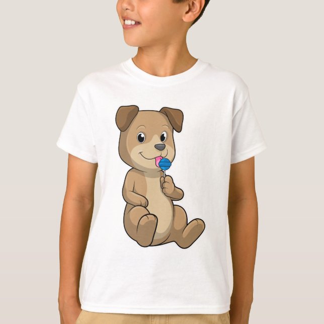 Camiseta Cachorro com Pirulito de Doces (Frente)