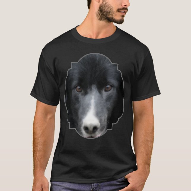 Camiseta Cachorro com Rosto de Border Collie Preto (Frente)