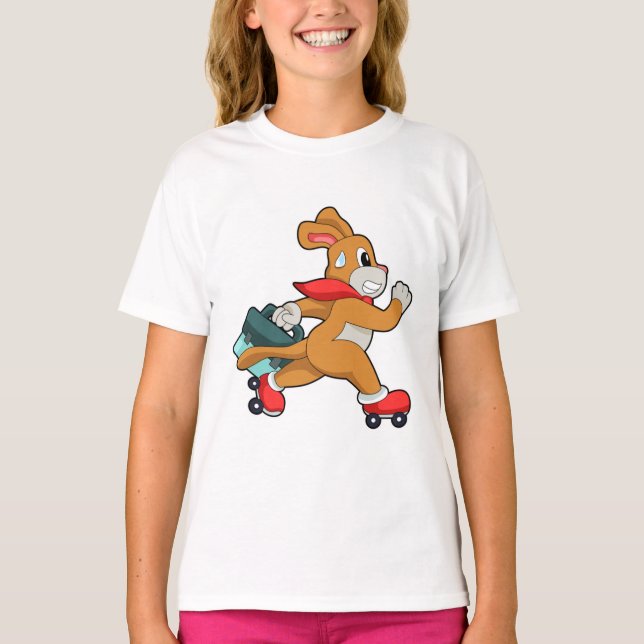 Camiseta Cachorro com skates de cilindro (Frente)