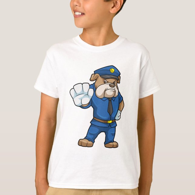 Camiseta Cachorro como agente da polícia com uniforme (Frente)