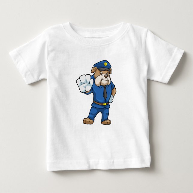 Camiseta Cachorro como agente da polícia com uniforme (Frente)