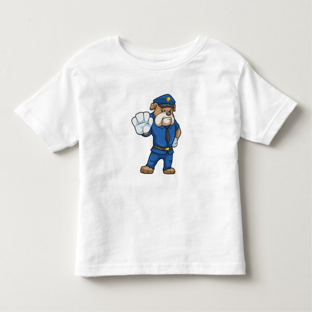 Camiseta Cachorro como agente da polícia com uniforme (Frente)