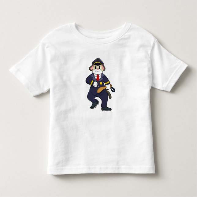 Camiseta Cachorro como agente da polícia com uniforme da po (Frente)