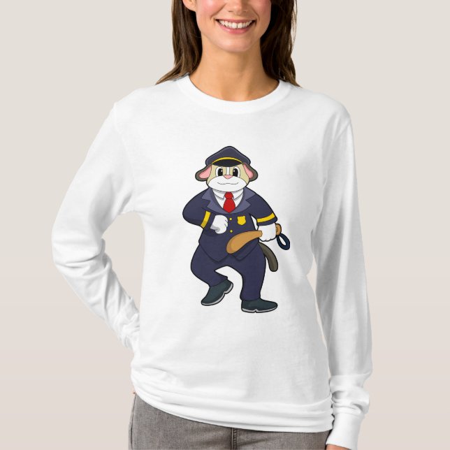 Camiseta Cachorro como agente da polícia com uniforme da po (Frente)