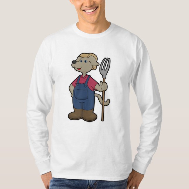Camiseta Cachorro como agricultor com Rake & Hat (Frente)