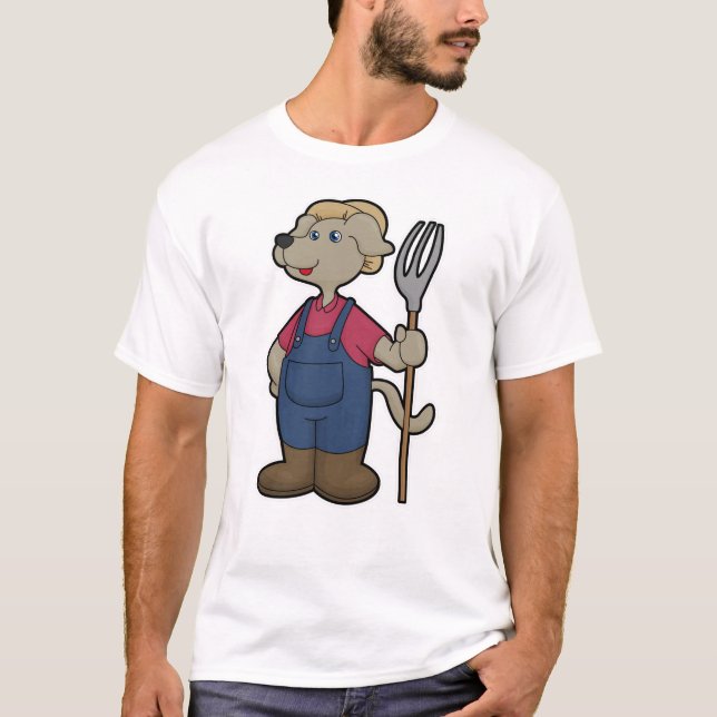 Camiseta Cachorro como agricultor com Rake & Hat (Frente)