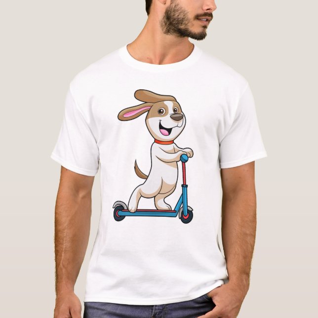 Camiseta Cachorro como Biker com Patinete (Frente)
