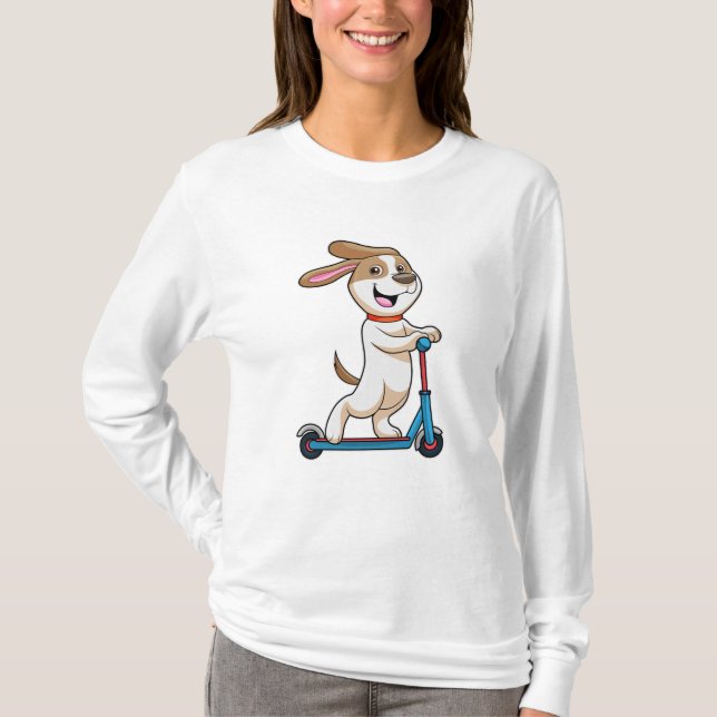 Camiseta Cachorro como Biker com Patinete (Frente)