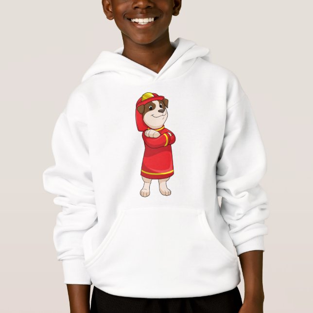 Camiseta Cachorro como Bombeiro com Capacete (Frente)