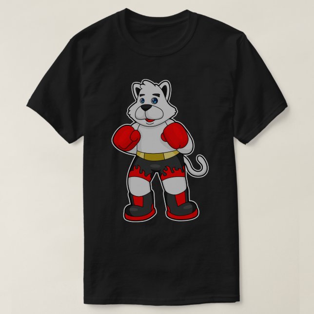 Camiseta Cachorro como Boxeador com luvas de boxe 1 (Frente do Design)