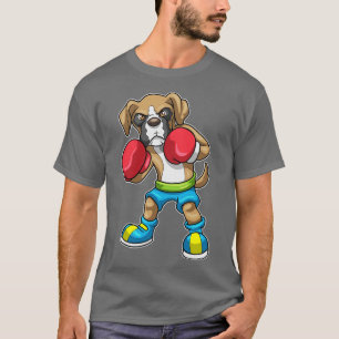 Camiseta Cachorro como boxeiro com luvas em caixa 1