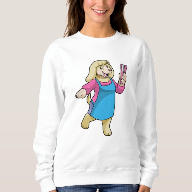 Camiseta Cachorro como cabeleireiro com pente (Frente)