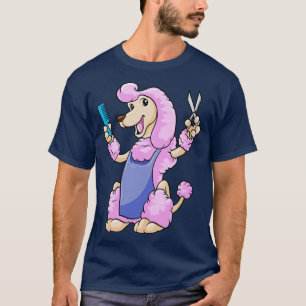 Camiseta Cachorro como cabeleireiro com tesoura e pente