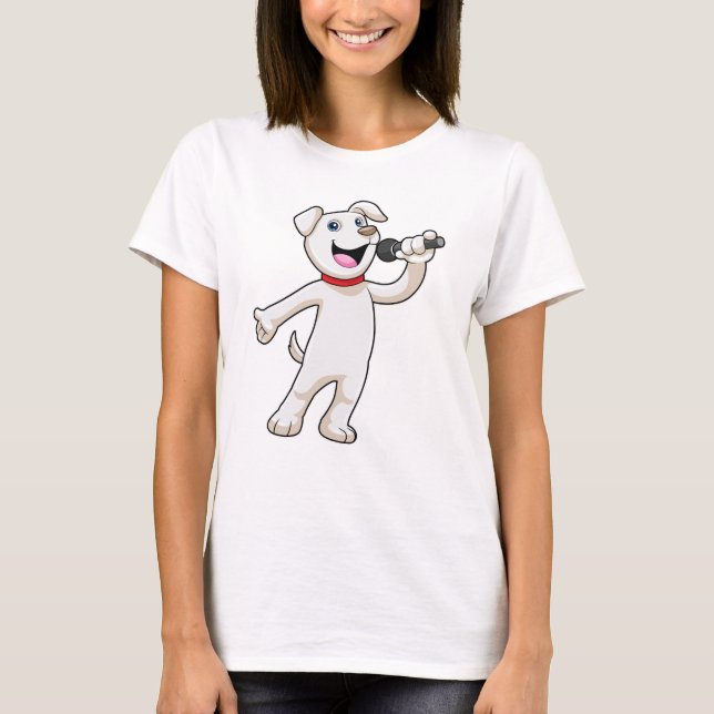 Camiseta Cachorro como Cantor com Microfone (Frente)