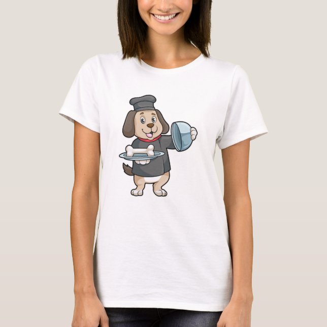 Camiseta Cachorro como cozinheiro com ossos (Frente)