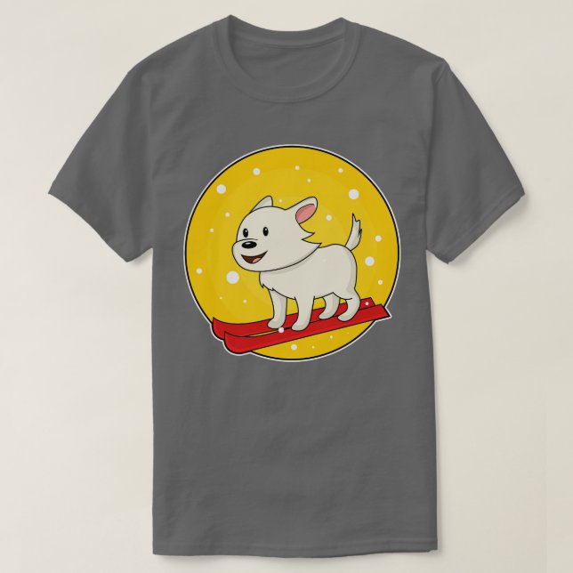Camiseta Cachorro como esquiador com esqui (Frente do Design)