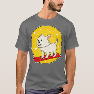 Camiseta Cachorro como esquiador com esqui