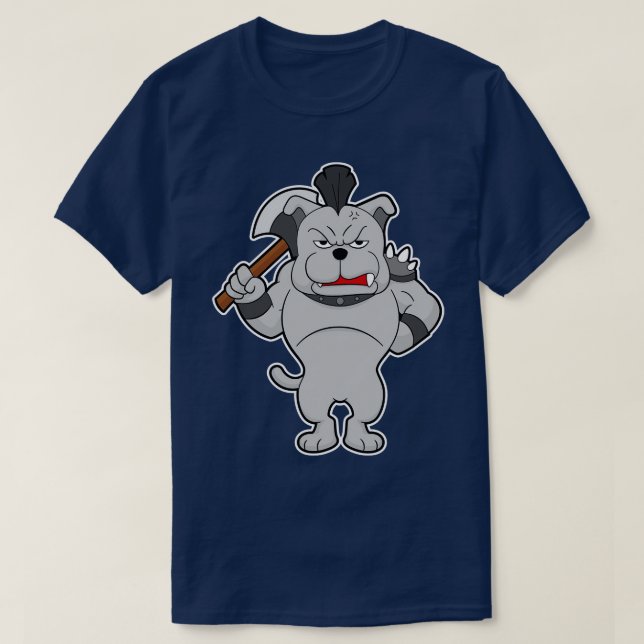 Camiseta Cachorro como Guerreiro com Machado (Frente do Design)