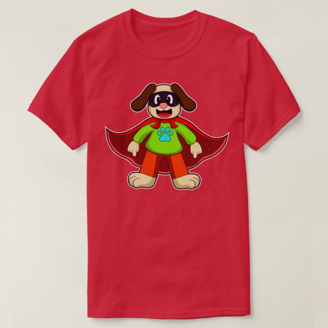 Camiseta Cachorro como Herói com Máscara (Frente do Design)