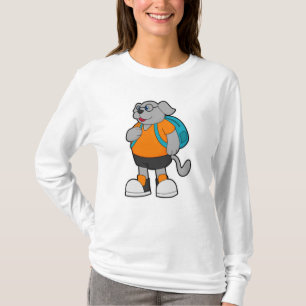 Camiseta Cachorro como Hiker com Mochila
