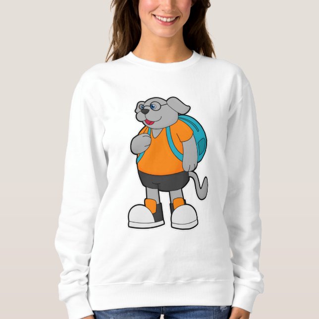 Camiseta Cachorro como Hiker com Mochila (Frente)