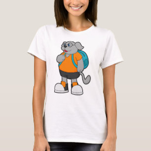 Camiseta Cachorro como Hiker com Mochila