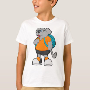 Camiseta Cachorro como Hiker com Mochila