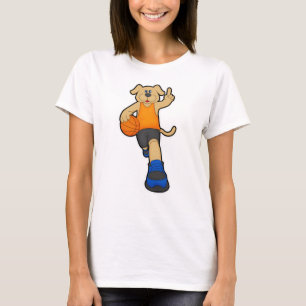 Camiseta Cachorro como jogador de basquetebol